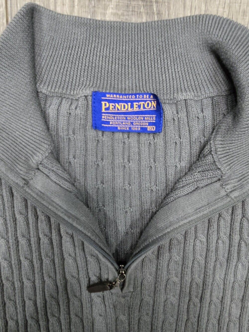 Pendleton Men's Gray Cable-Knit Half-Zip Sweater #503 - Picture 4 of 7